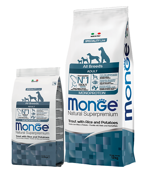 MONGE DRY DOG ALL BREED ADULT Trout/Rice/Potatoes 12kg