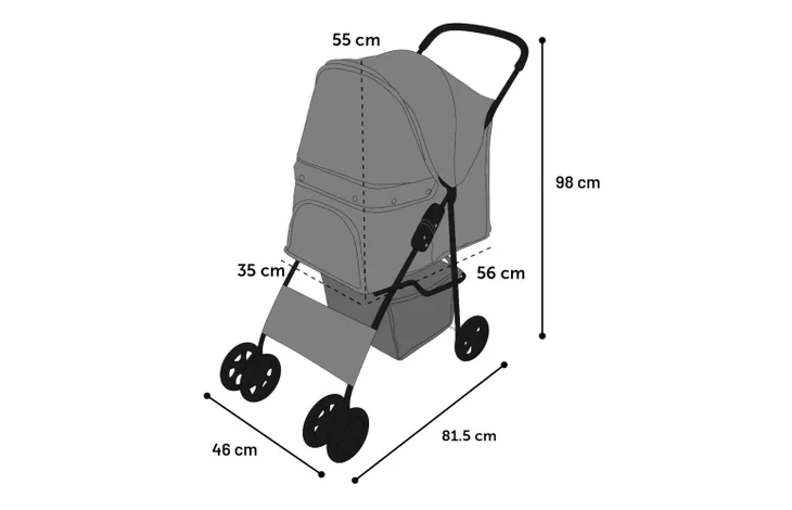 FLAMINGO Коляска для животных BLACK 46*81.5*98cm