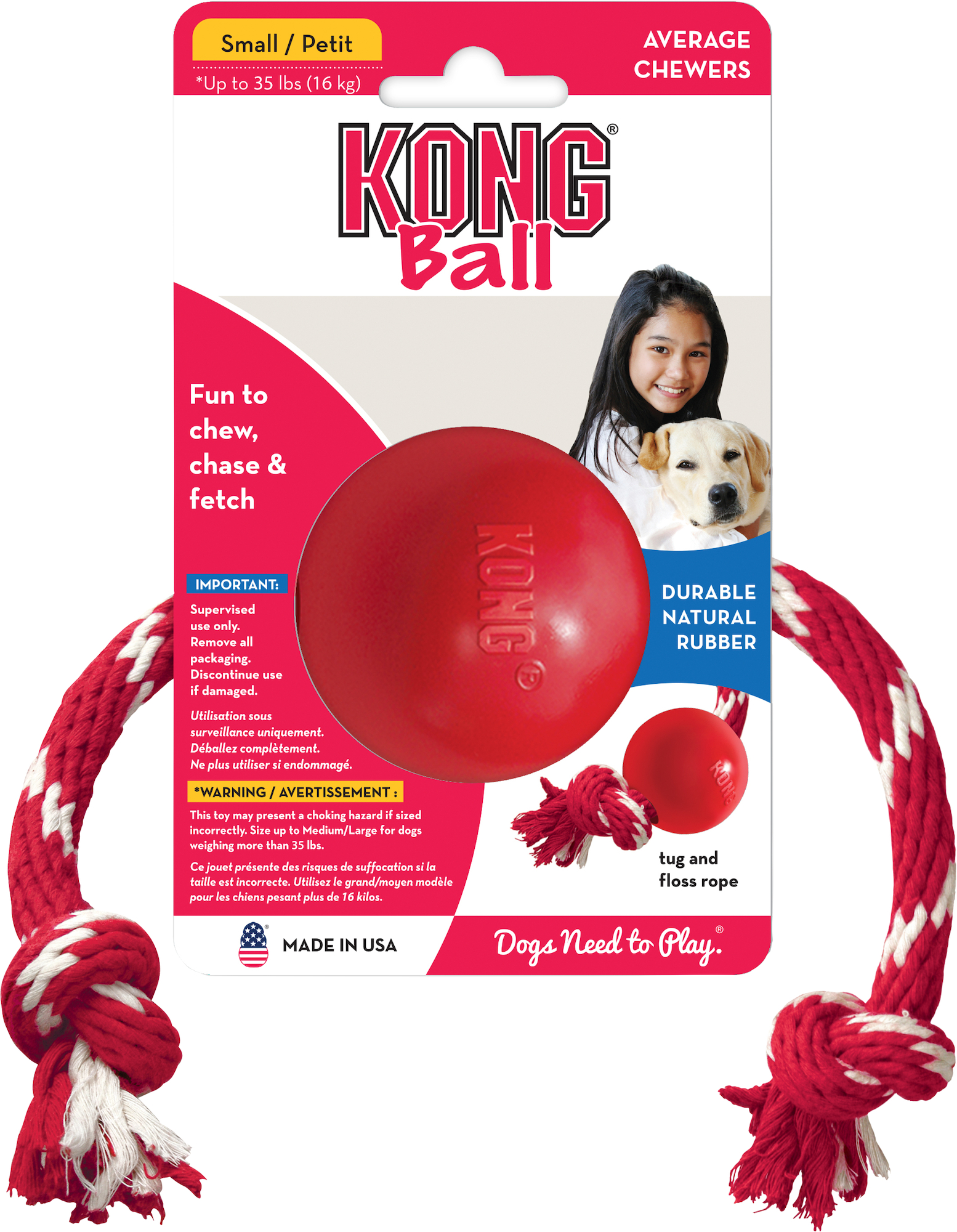Jucarie Kong Ball with Rope Small