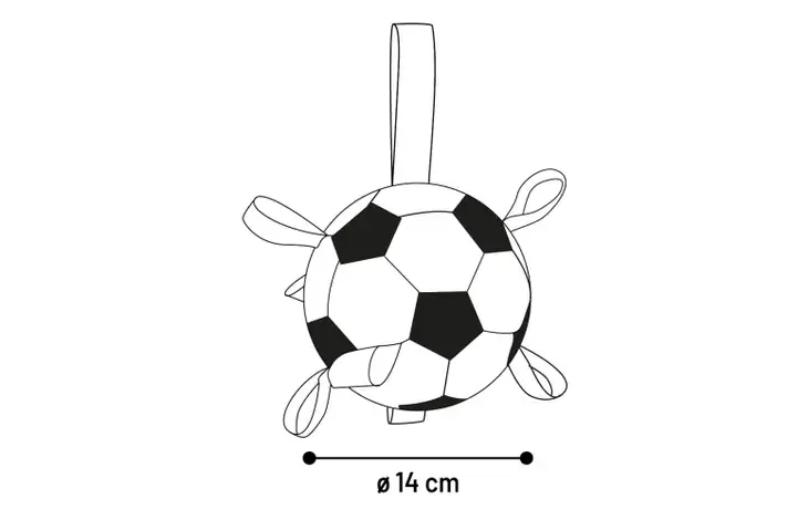 FLAMINGO Jucărie moale FOOTBALL cu panglici Mică 14cm
