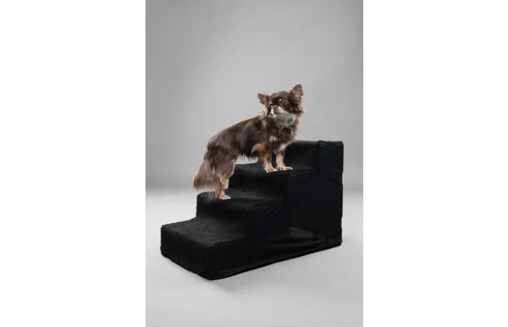 FLAMINGO Ступеньки для собак пластик. с плюш. покрыт. BLACK 35,5x60x40,5cm