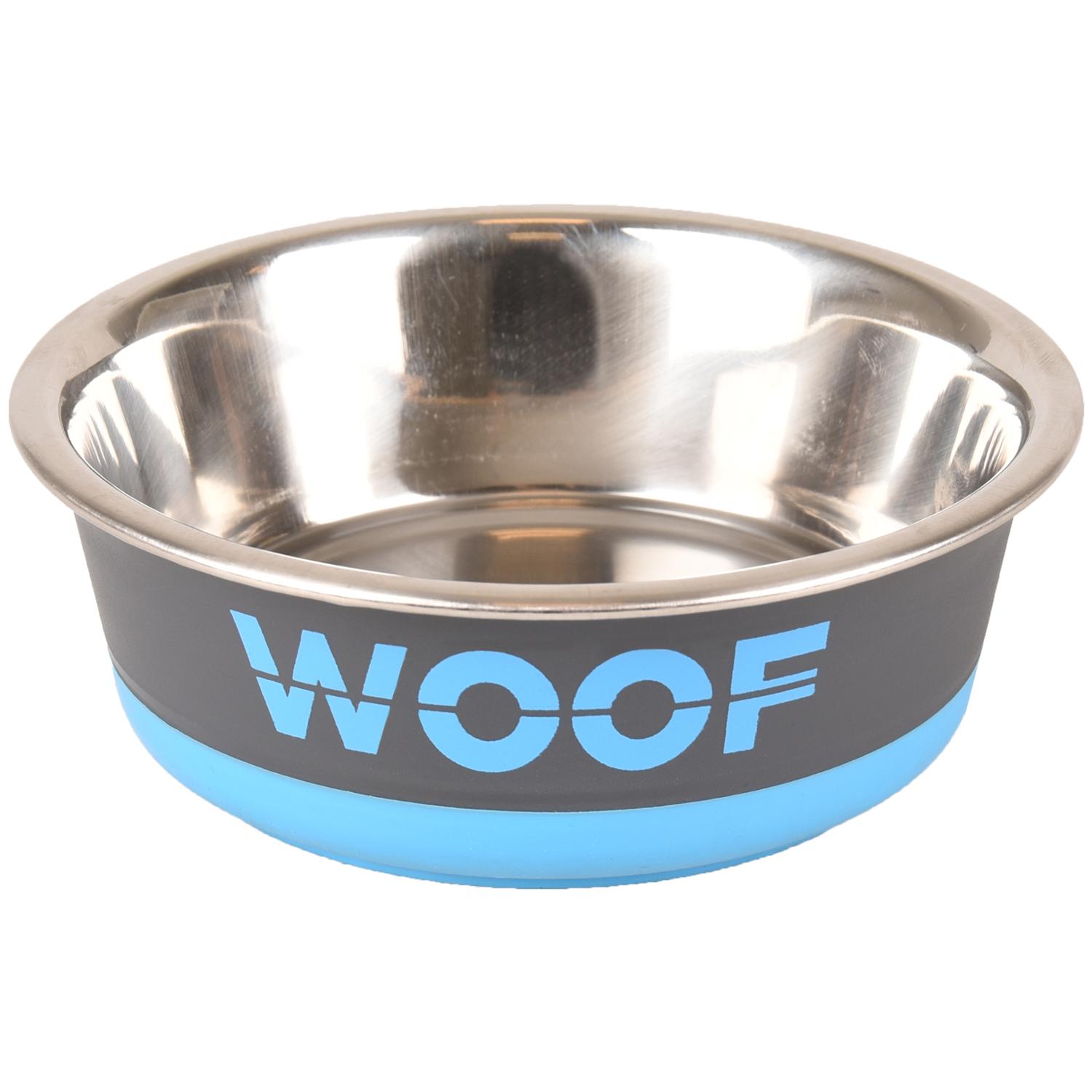 Mиска металлическая WOOF Grey/Blue 400ML 14cm..