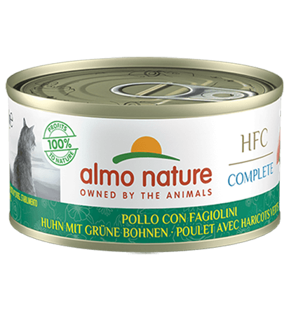 ALMO NATURE Cat HFC Conservă Hrană completă cu pui și fasole verde 70g