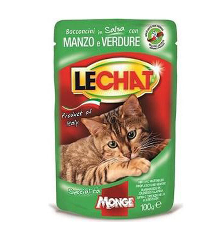 Cumpara  Pentru pisici - MONGE LECHAT Pouch Chunkies Beef and vegetabl..