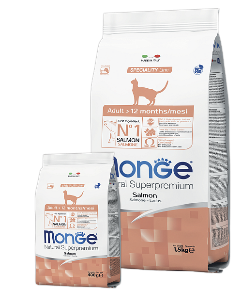 Купить  Сухой корм - MONGE DRY CAT ADULT SALMONE 400gr..