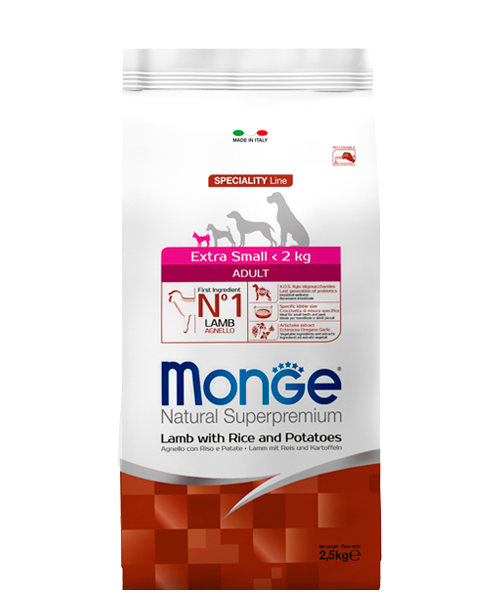 MONGE DRY DOG EX. SMALL ADULT LAMB/RICE 2,5kg