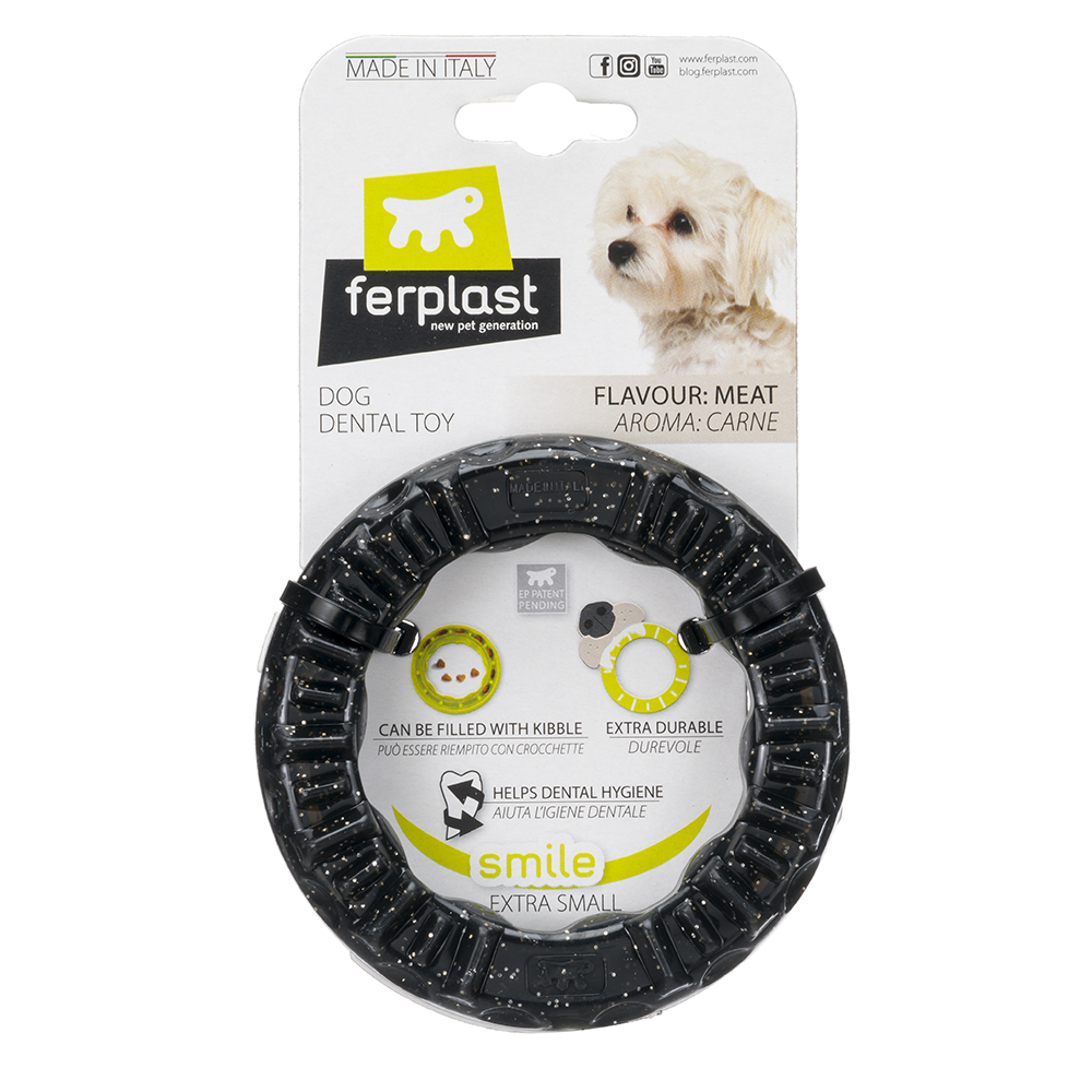 Ferplast игрушка резиновая SMILE XS RING Black
