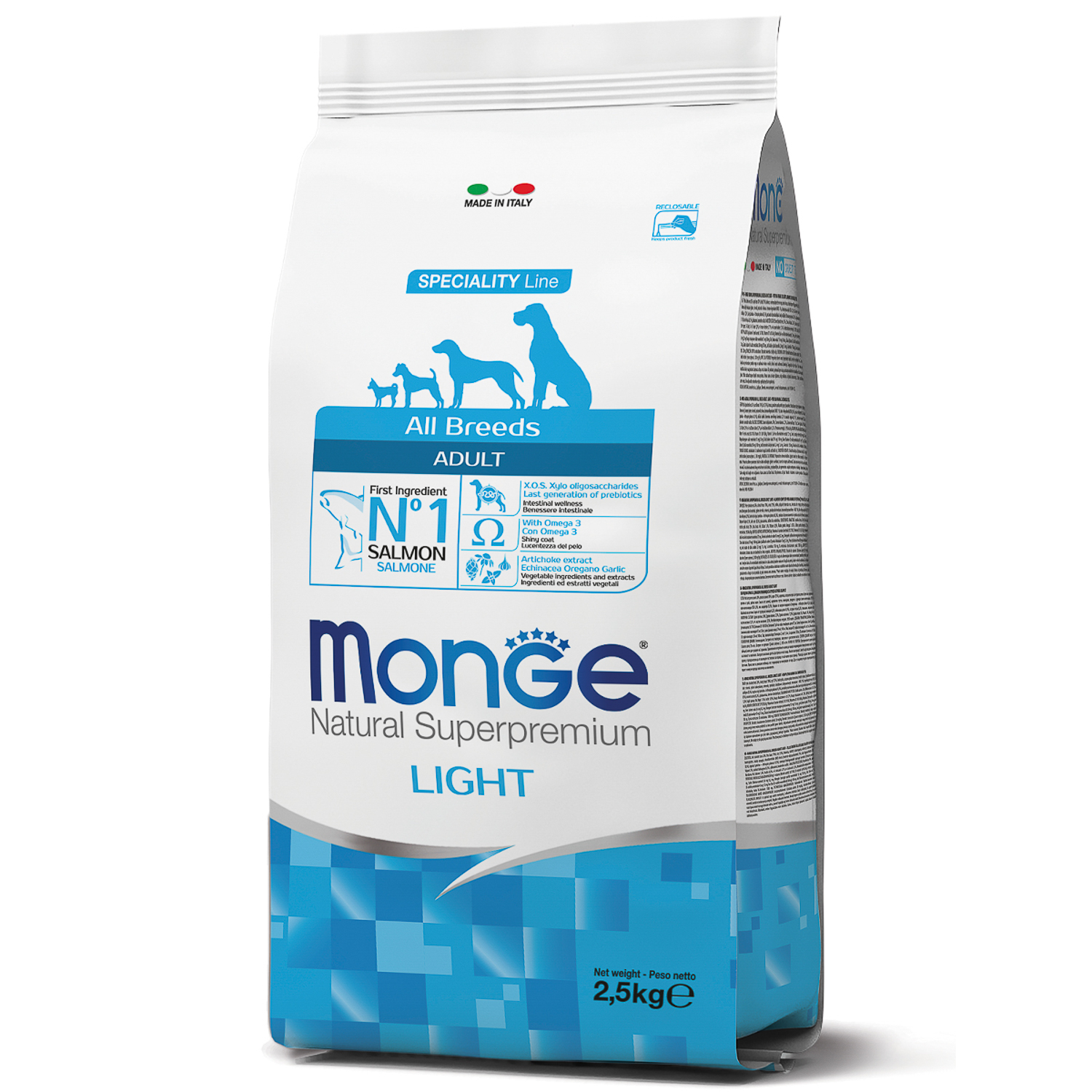 Cumpara  Hrană uscată - MONGE DRY DOG ALL BREED ADULT LIGHT Salmone/R..