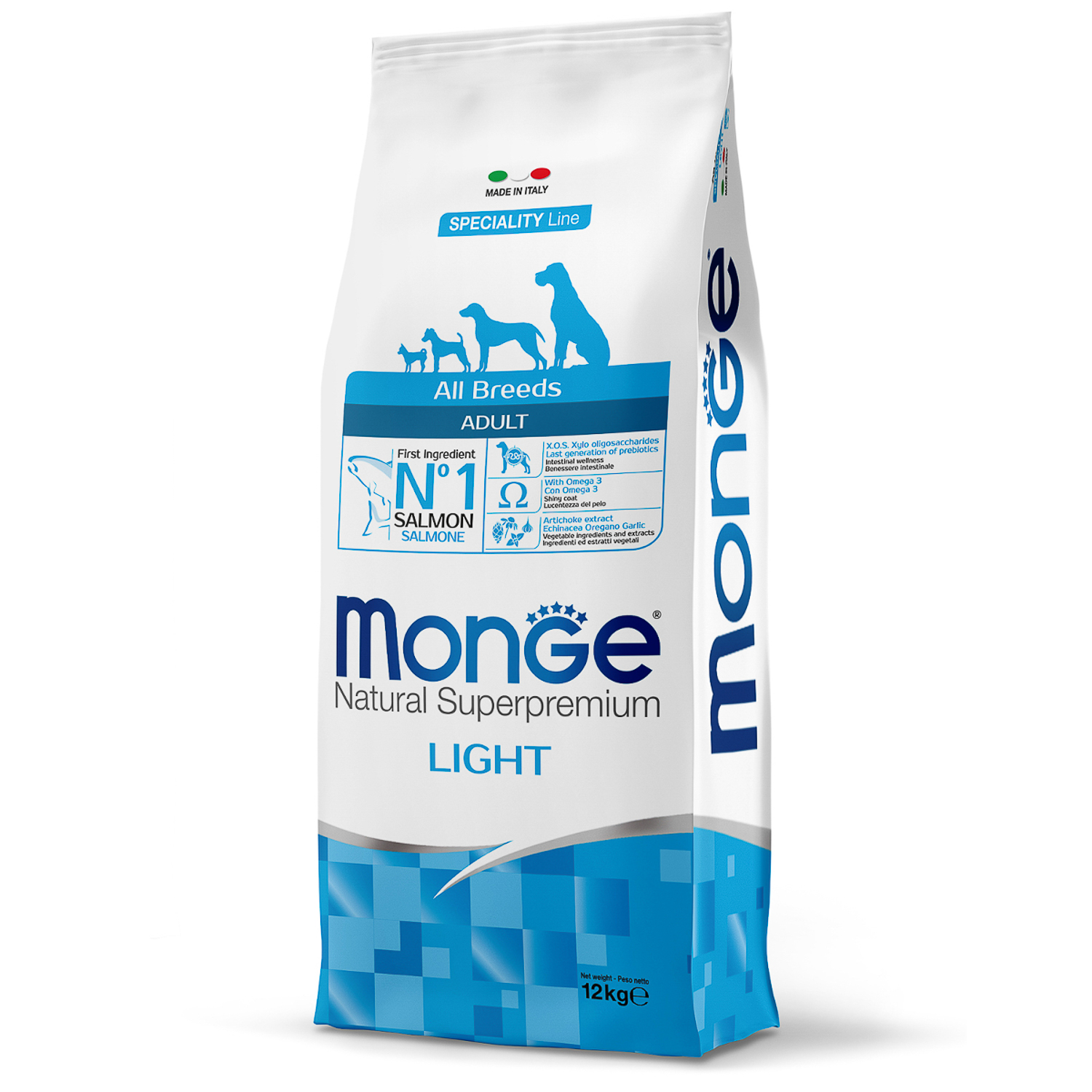 MONGE DRY DOG ALL BREED ADULT LIGHT Salmone/Rice 12kg