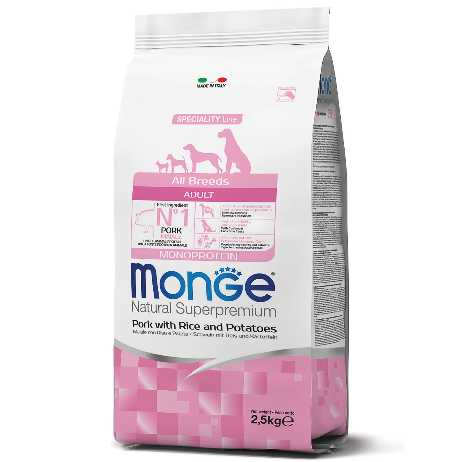 MONGE DRY DOG ALL BREED ADULT Pork/Rice/Potatoes 2,5kg