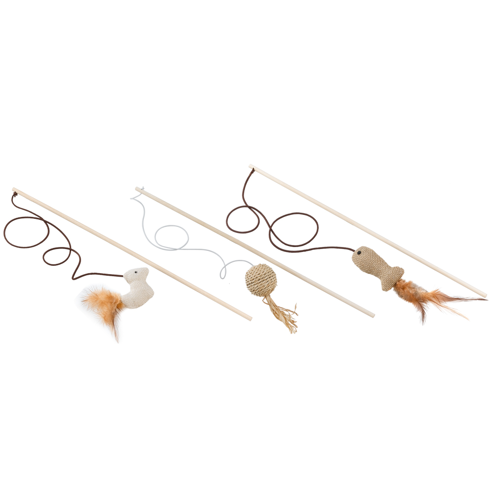 Jucărie cu undiță de pescuit WOODEN CAT WHIP