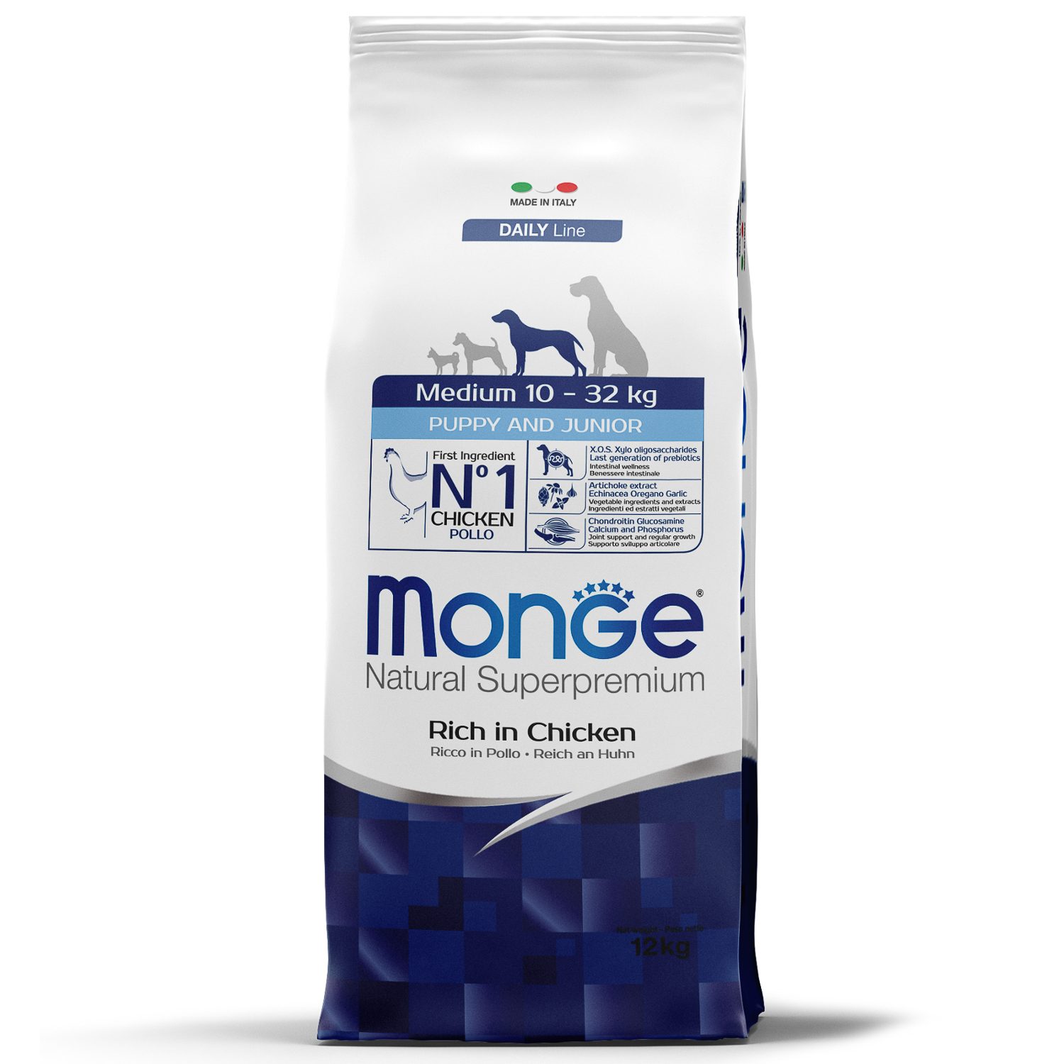 Cumpara  Hrană uscată - MONGE DRY DOG MEDIUM PUPPY&JUNIOR 12kg..