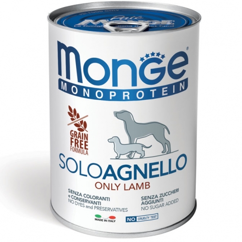 MONGE DOG SOLO Pate 100% lamb 400gr.