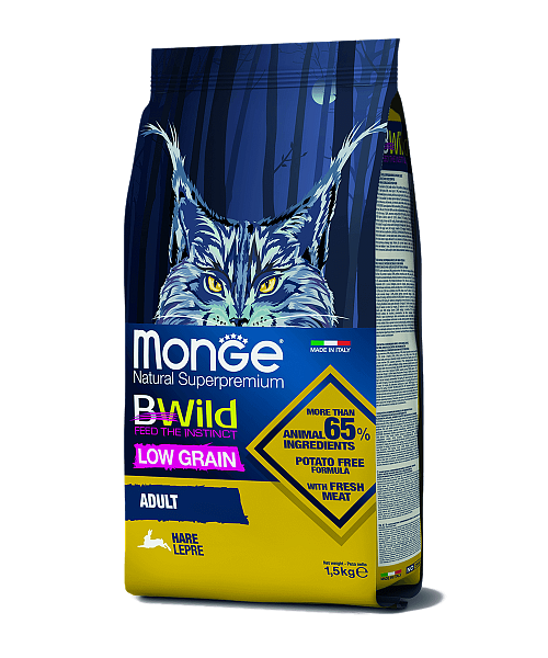 MONGE DRY CAT BWILD ADULT Hare 1,5 кг