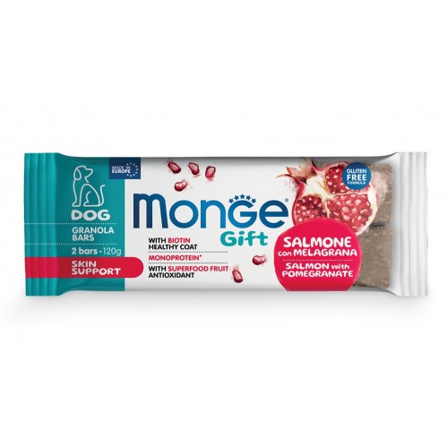 MONGEGIFT DOG GRANOLABARS SKIN Salmon/Pomegranate 120gr.