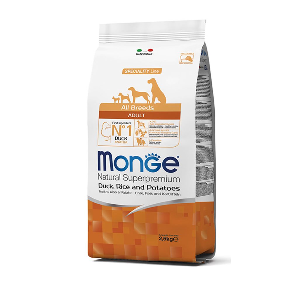 MONGE DRY DOG ALL BREED ADULT Duck/Rice/Potatoes 2,5kg