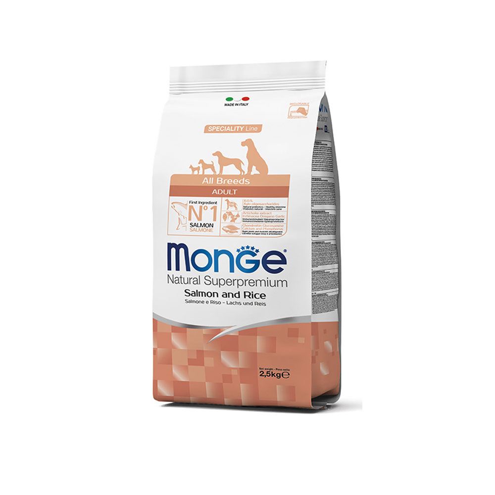 MONGE DRY DOG ALL BREED ADULT Salmone/Rice 2,5kg