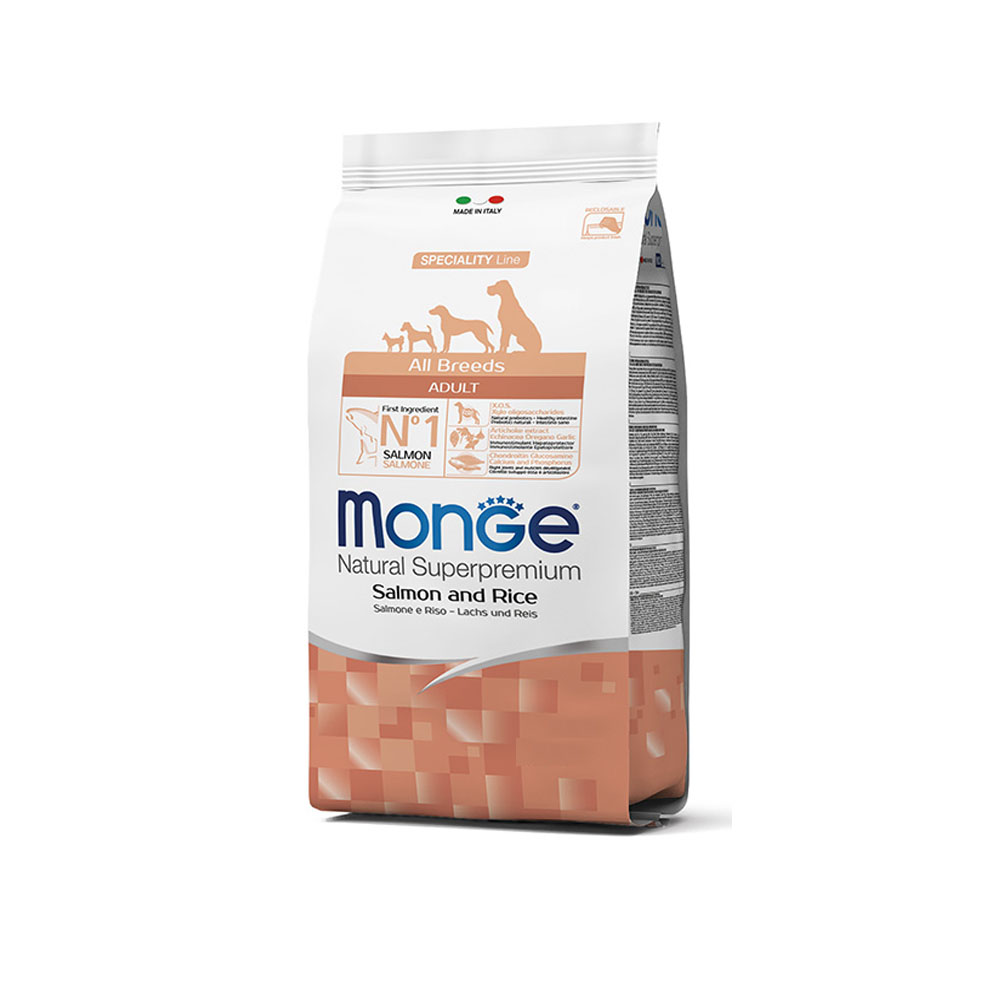 Cumpara  Hrană uscată - MONGE DRY DOG ALL BREED ADULT Salmone/Rice 12..