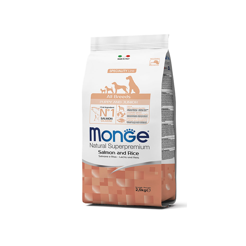 Cumpara  Hrană uscată - MONGE DRY DOG ALL BREED PUPPY Salmone/Rice 2,..