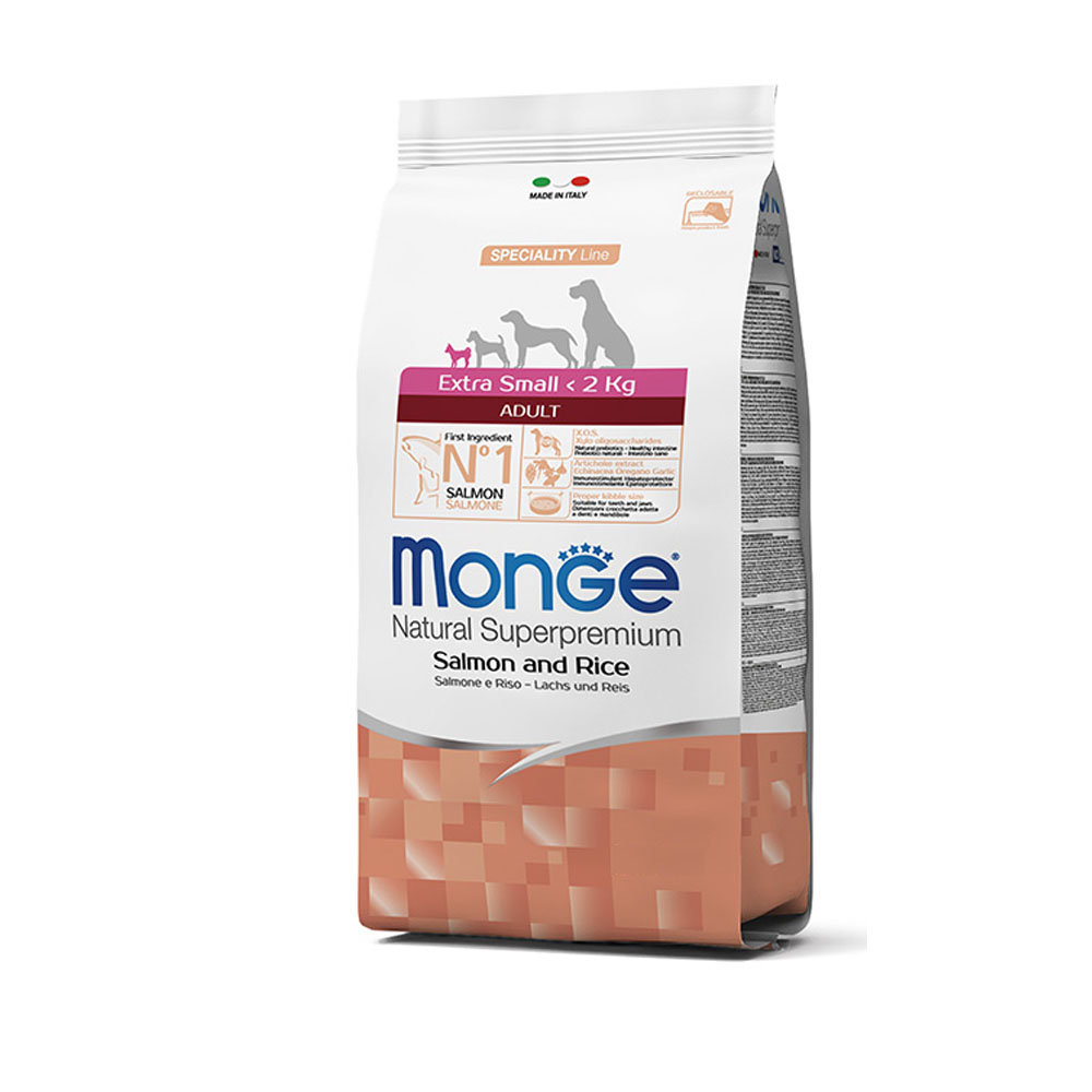 Cumpara  Hrană uscată - MONGE DRY DOG EX. SMALL ADULT SALMONE/RICE 80..