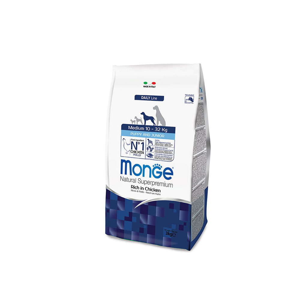 Cumpara  Hrană uscată - MONGE DRY DOG MEDIUM PUPPY&JUNIOR 3kg..