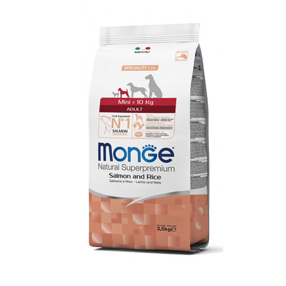 Cumpara  Hrană uscată - MONGE DRY DOG MINI ADULT Salmon/Rice 2,5 кг..