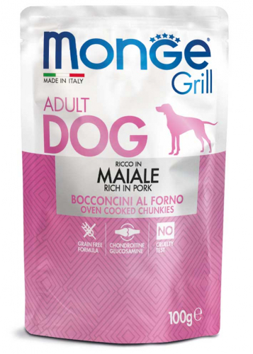 Cumpara  Hrană umedă pentru câini - MONGE DOG GRILL POUCH PORK 100gr...