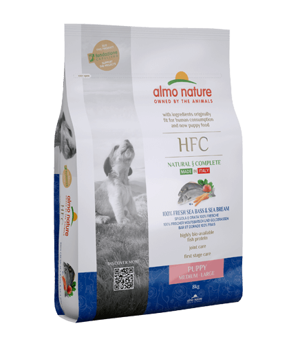 Cumpara  Hrană uscată - ALMO NATURE Dog HFC M-L Puppy Seabass/Seabrea..