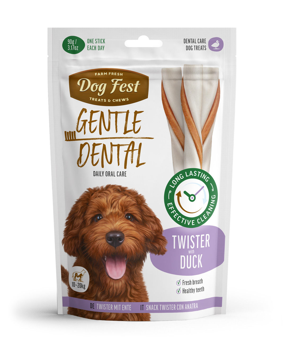 Dog Fest Rawhide tiwster with duck > 10kg - 20kg