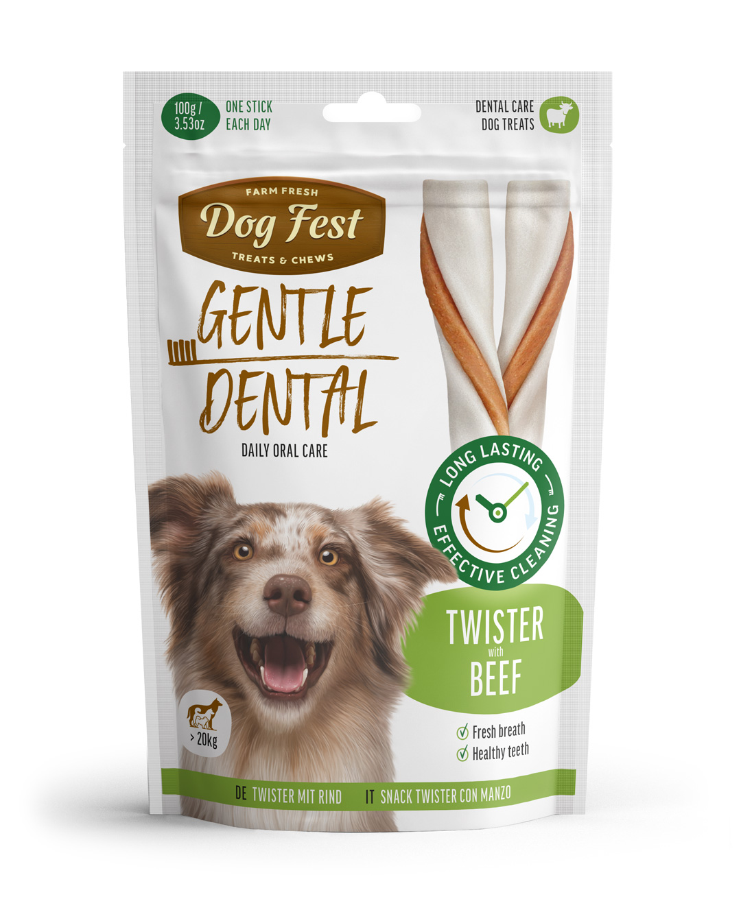 Dog Fest Rawhide tiwster with beef > 20kg