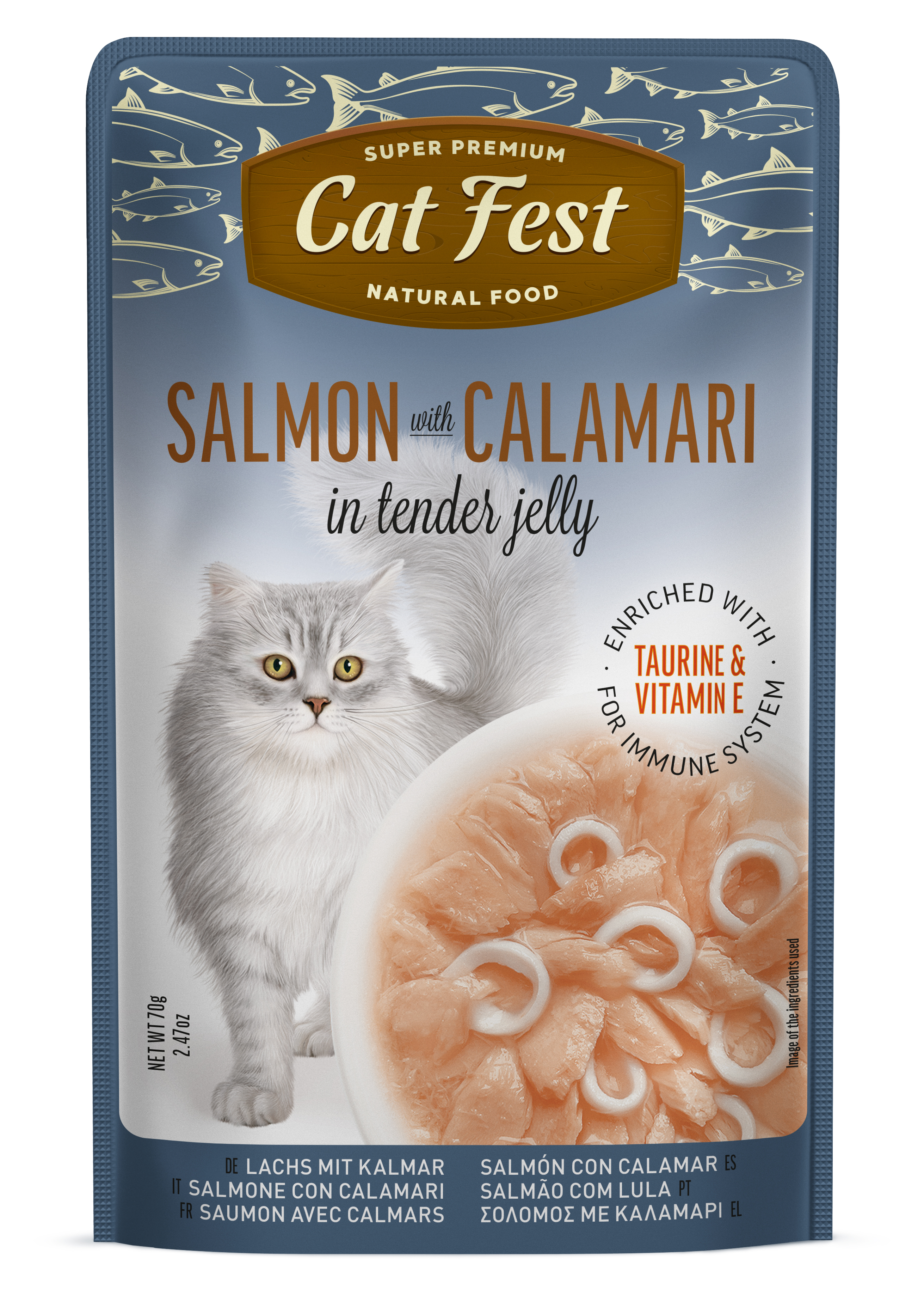 Pliculeț Cat Fest cu somon și calamari