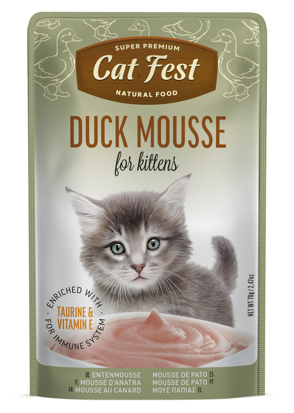 Mousse Cat Fest Pouch cu rață pentru pisoi