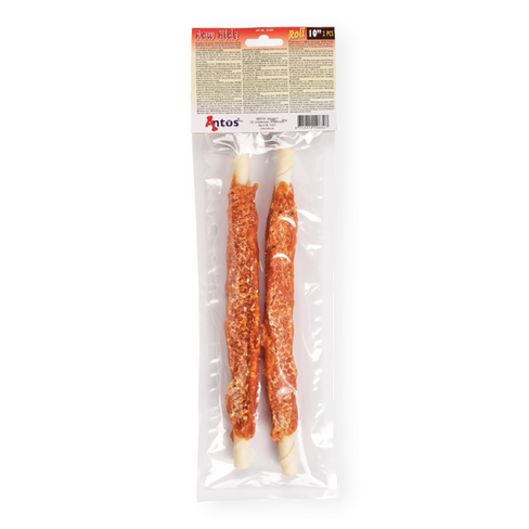 Antos Rulou din piele crudă albă + pui 25 cm, 2 buc.