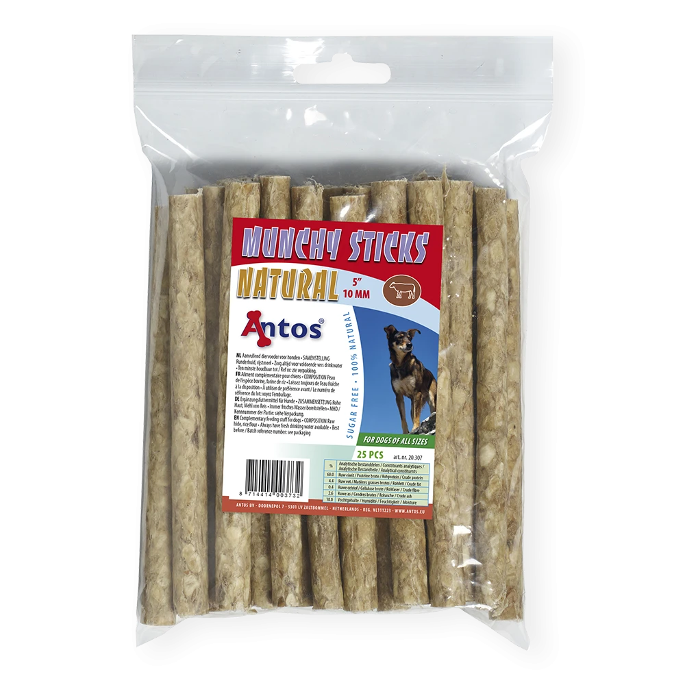 Antos Munchy Sticks 5″ 10 mm Natural 25 pcs