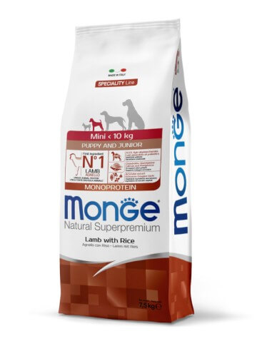 Cumpara  Hrană uscată - MONGE DRY DOG MINI PUPPY LAMB/RICE 7.5kg..