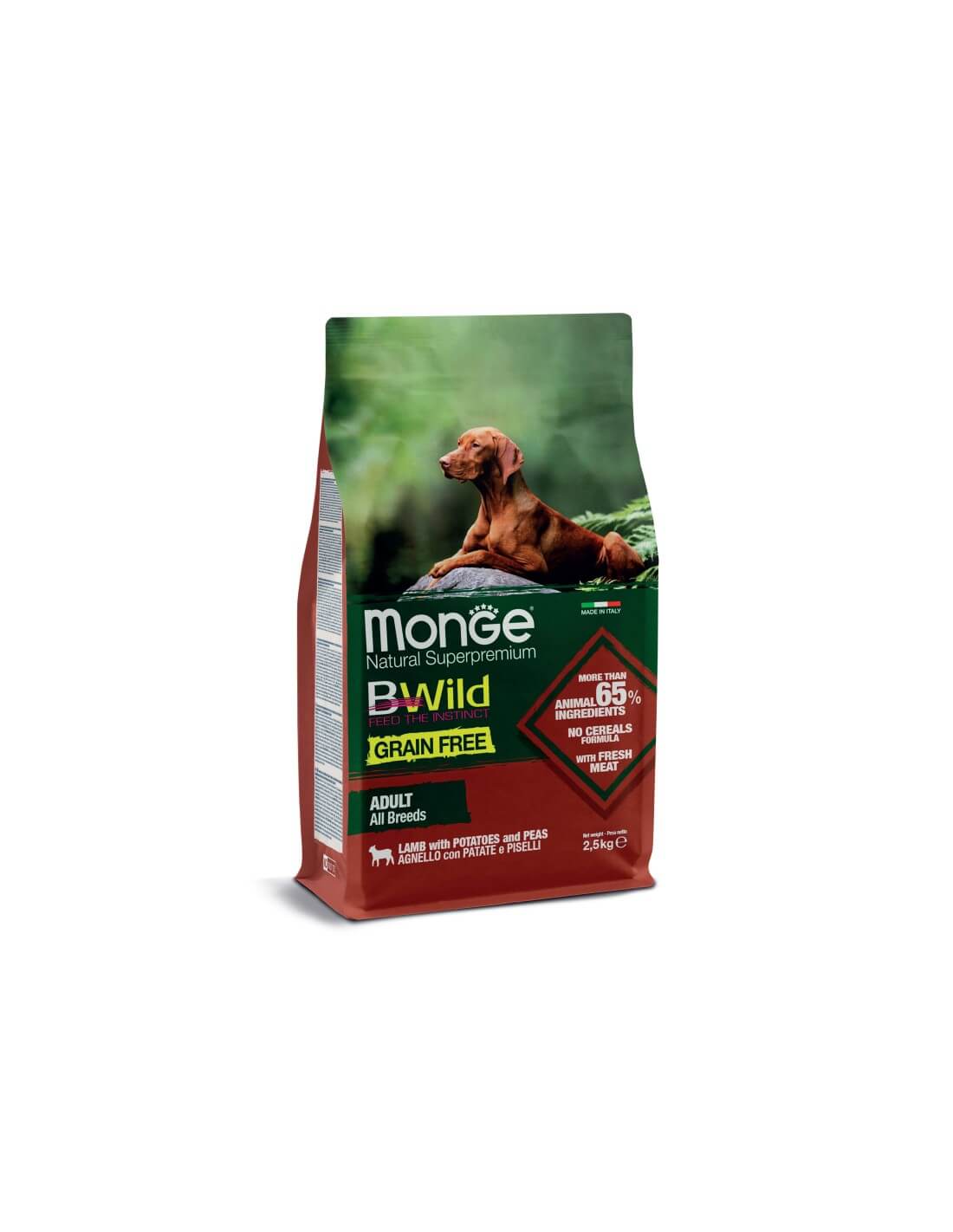 Cumpara  Hrană uscată - MONGE DRY DOG BWILD GF ADULT Lamb/Potatoes/Pe..