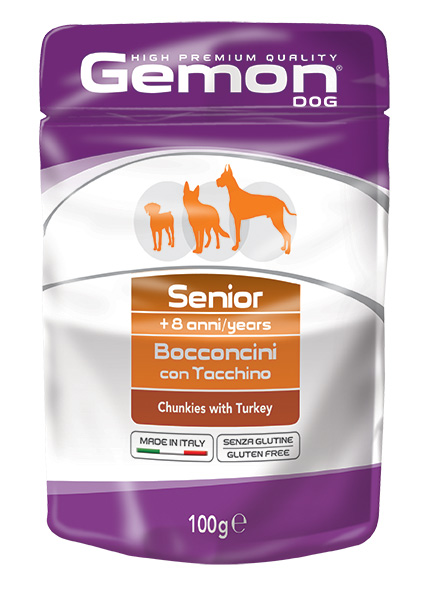 Купить  Влажный корм для собак - Gemon Dog pouch Senior Chunkies with Turkey..