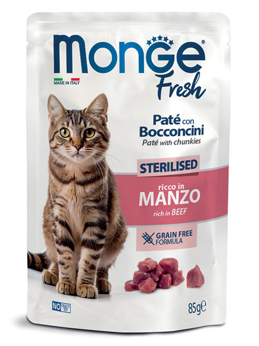 MONGE Fresh Sterilised Paté with Chunkies rich in Beef