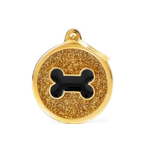Медальон BIG GLETTER CIRCLE BLACK(GOLD) BONE