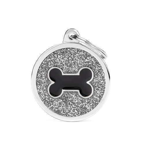 Medalion BIG GLITTER CIRCLE BLACK BONE