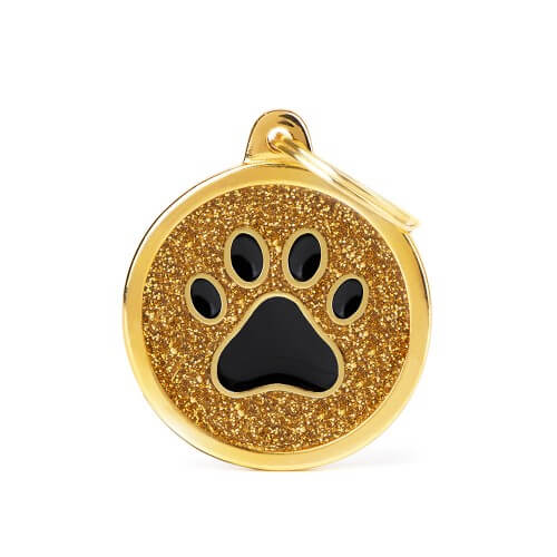 Medalion BIG GLITTER CIRCLE BLACK PAW (Gold)