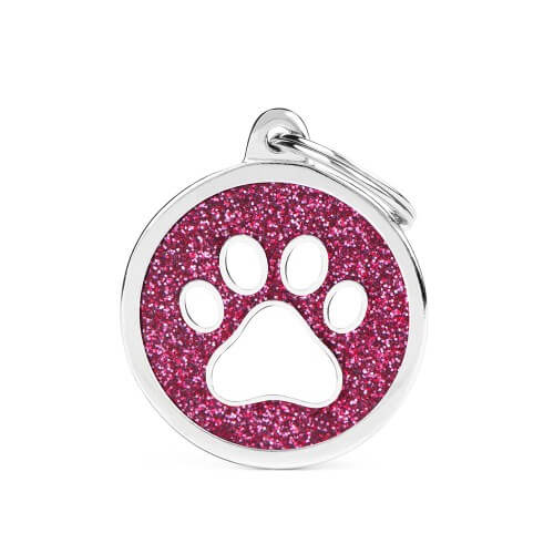 Medalion  BIG GLITTER CIRCLE WHITE PAW (Roz)