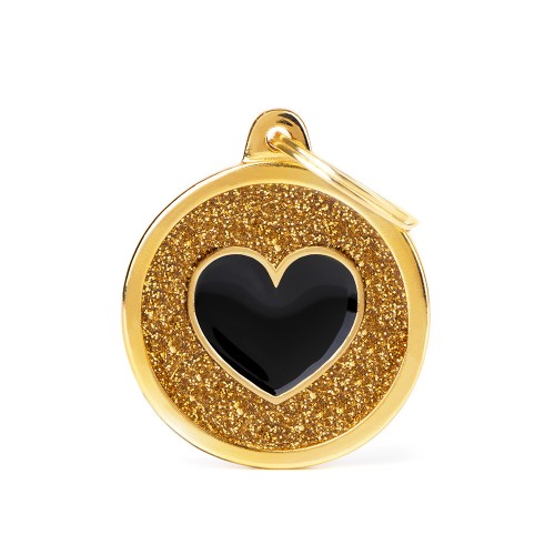 Медальон BIG GLETTER CIRCLE WHITE(GOLD) HEART