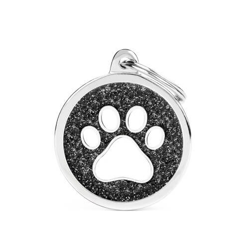 Medalion BIG GLITTER CIRCLE WHITE PAW