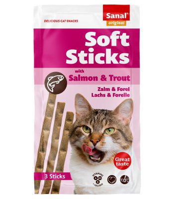 Cumpara  Tratează - SANAL Cat Soft Sticks Salmon & Trout 3pcs..