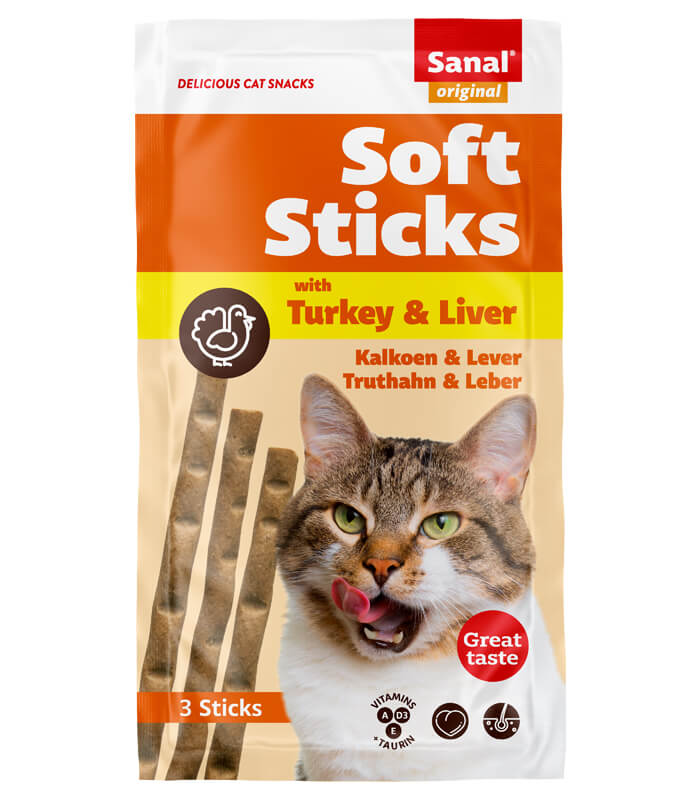 Cumpara  Tratează - SANAL Cat Soft Sticks Turkey & Liver 3pcs..