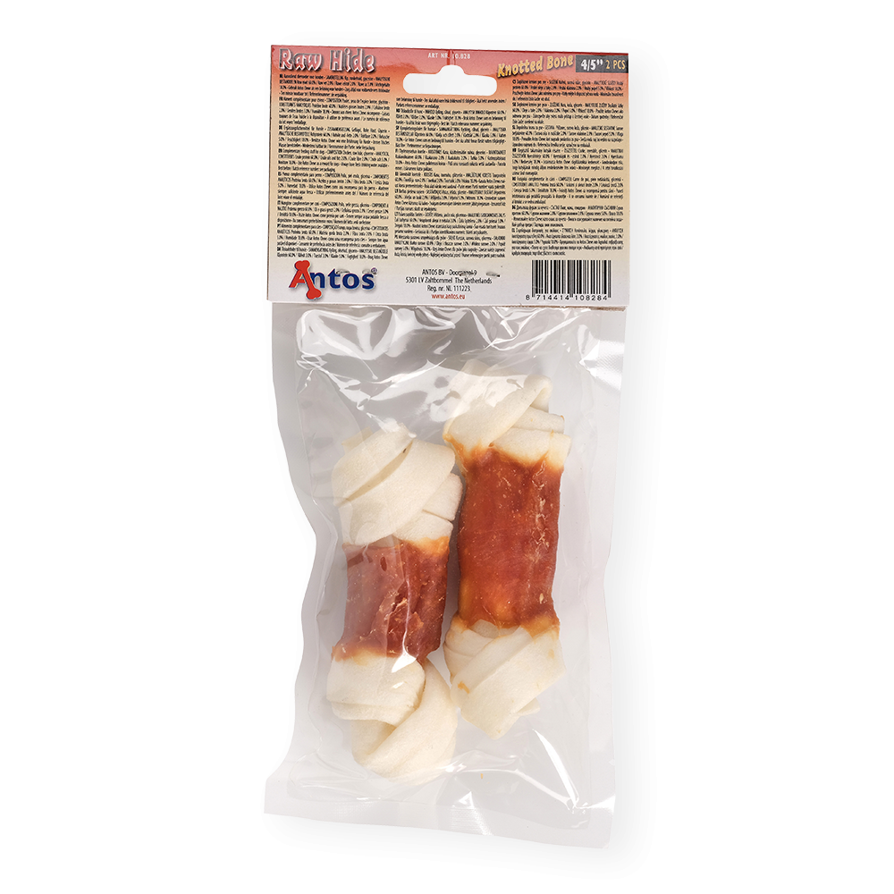 Antos Raw Hide White + Chicken Knotted Bone 4,5″ 2 pcs