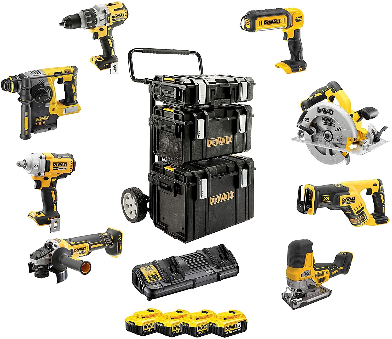 SET SCULE CU ACUMULATOR DEWALT DCK856P4 (DCH273+DCG405+DCD996+DCF894+DCS570+DCS355+DCL050+DCS367)