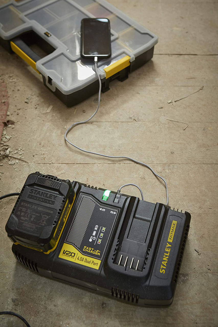 Încărcător  "rapid" V20 p/u doua baterii Stanley FATMAX SFMCB24-QW